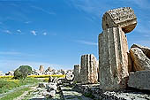 Selinunte the temple hill. Temple ruins crushed to the ground, like a fantastic work of art 